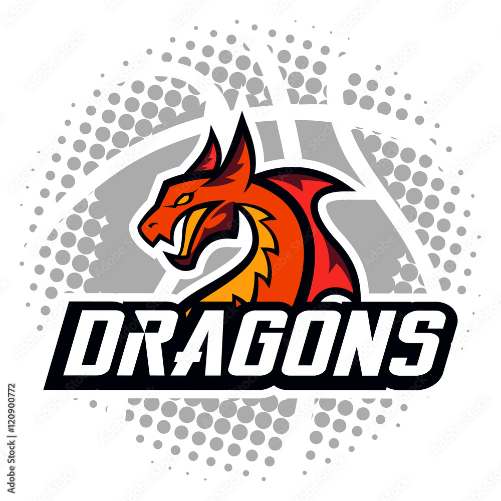 Naklejka premium Dragon sport logo basketball design