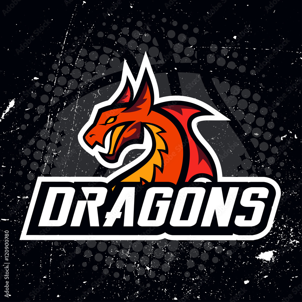 Fototapeta premium Dragon sport logo basketball design