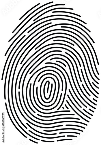 Semi-simplified black fingerprint on white background