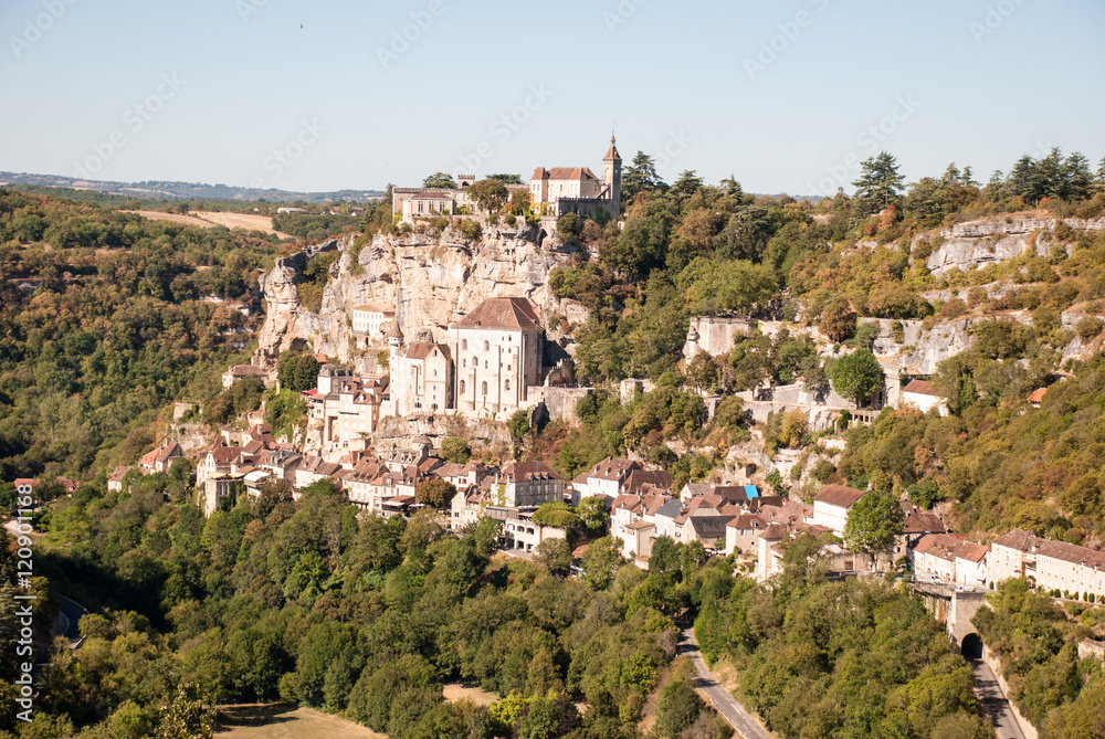 View of Rocamadour village, Midi-Pyrenees Region, Lot Department, France, Europe