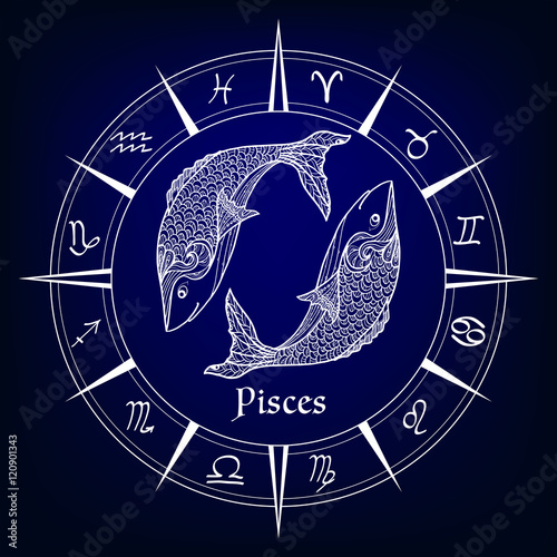 decorative patterned zodiac sign Pisces