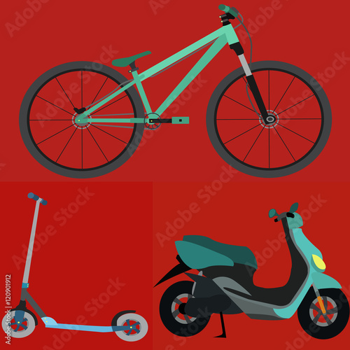 Set of Simple Vector Transportation(Bicycle , Scooter , Motobike