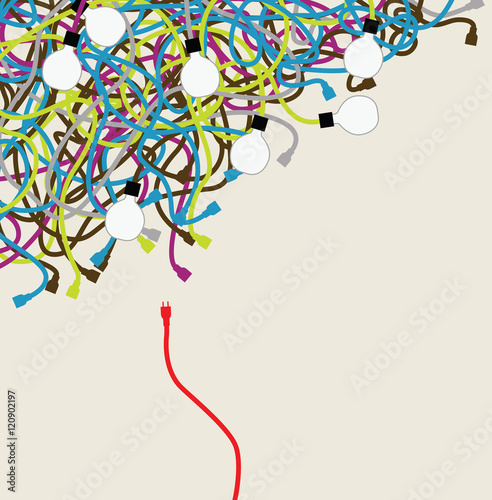 Choices and decisions, represented by wires and light bulbs