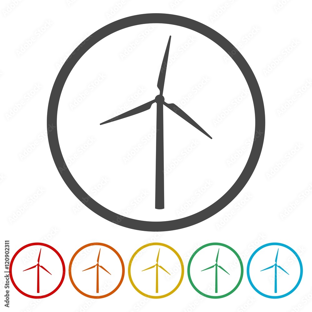 Windmill, Wind turbine icon in circle . Vector illustration Windmill, Wind turbine icon in circle . Vector illustration