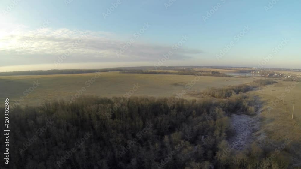 Fields and forest in autumn. Top view Fields and forest in autumn. Top view