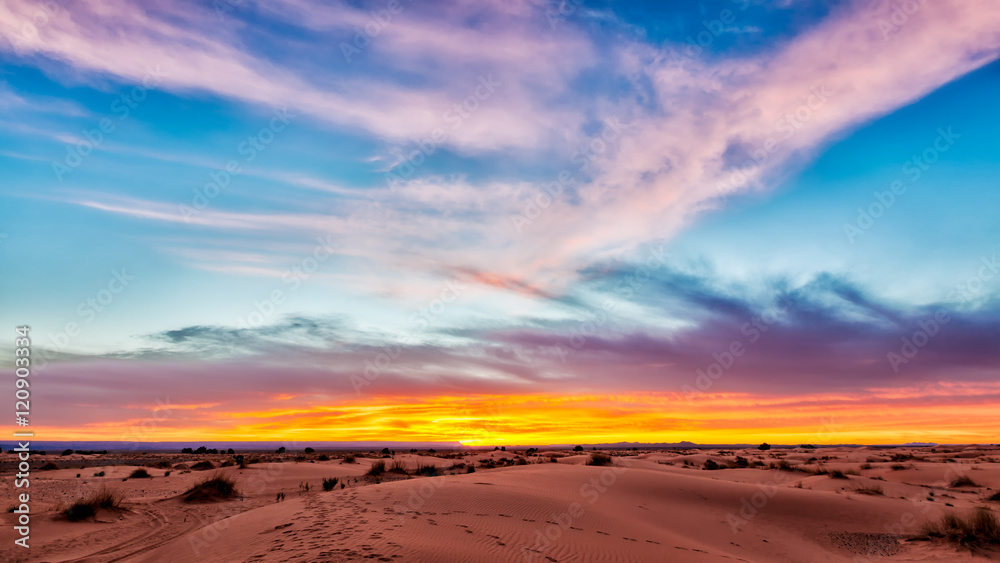 Sunrise in the Sahara Desert in Morocco Sunrise in the Sahara Desert in Morocco