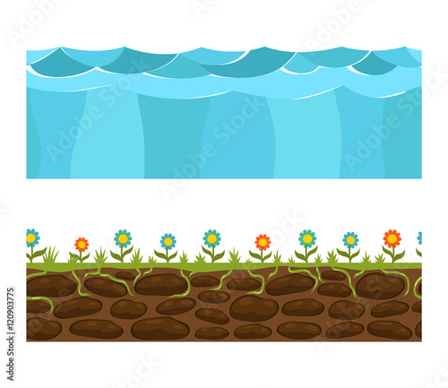 Illustration of cross section ground slice isolated on white background. Some ground slices piece nature cross outdoor. Ecology underground ground slice vector.