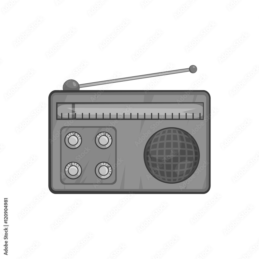 Radio icon in black monochrome style isolated on white background. Music symbol vector illustration Radio icon in black monochrome style isolated on white background. Music symbol vector illustration
