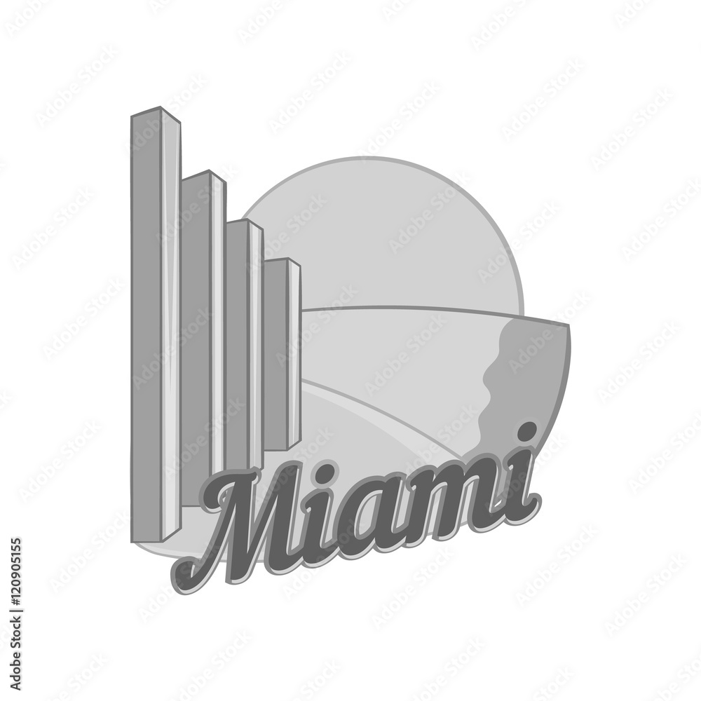 Sign Miami icon in black monochrome style isolated on white background. Badge symbol vector illustration Sign Miami icon in black monochrome style isolated on white background. Badge symbol vector illustration