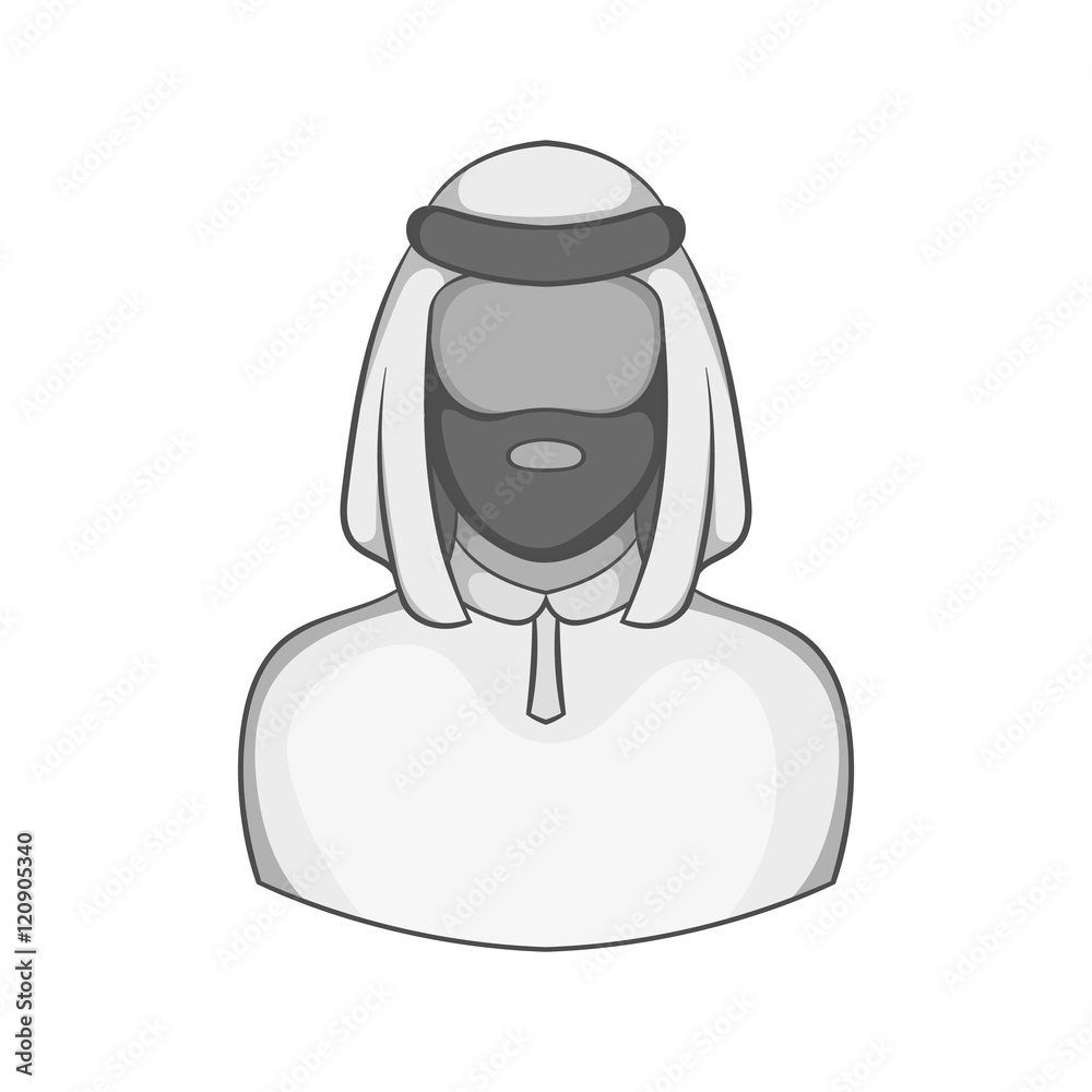 Fototapeta premium Male arab icon in black monochrome style isolated on white background. People symbol vector illustration