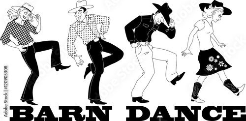Barn western dance vector line art, no white objects,  EPS 8