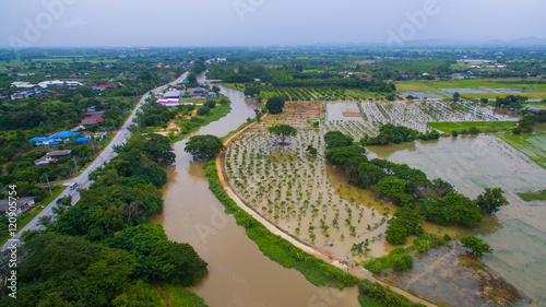 Flooded agricultural fields land © luvvstudio
