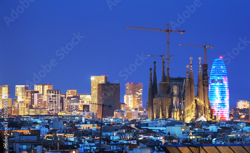 Canvas Print Barcelona skyline, Spain