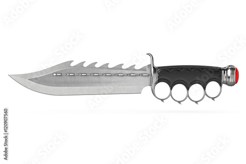 Knife steel blade with old-fashioned style handle. 3D graphic