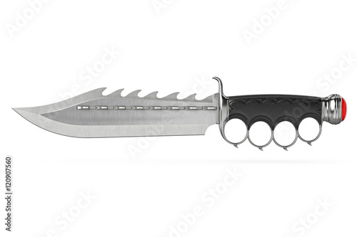 Knife steel blade with old-fashioned style handle. 3D graphic photo