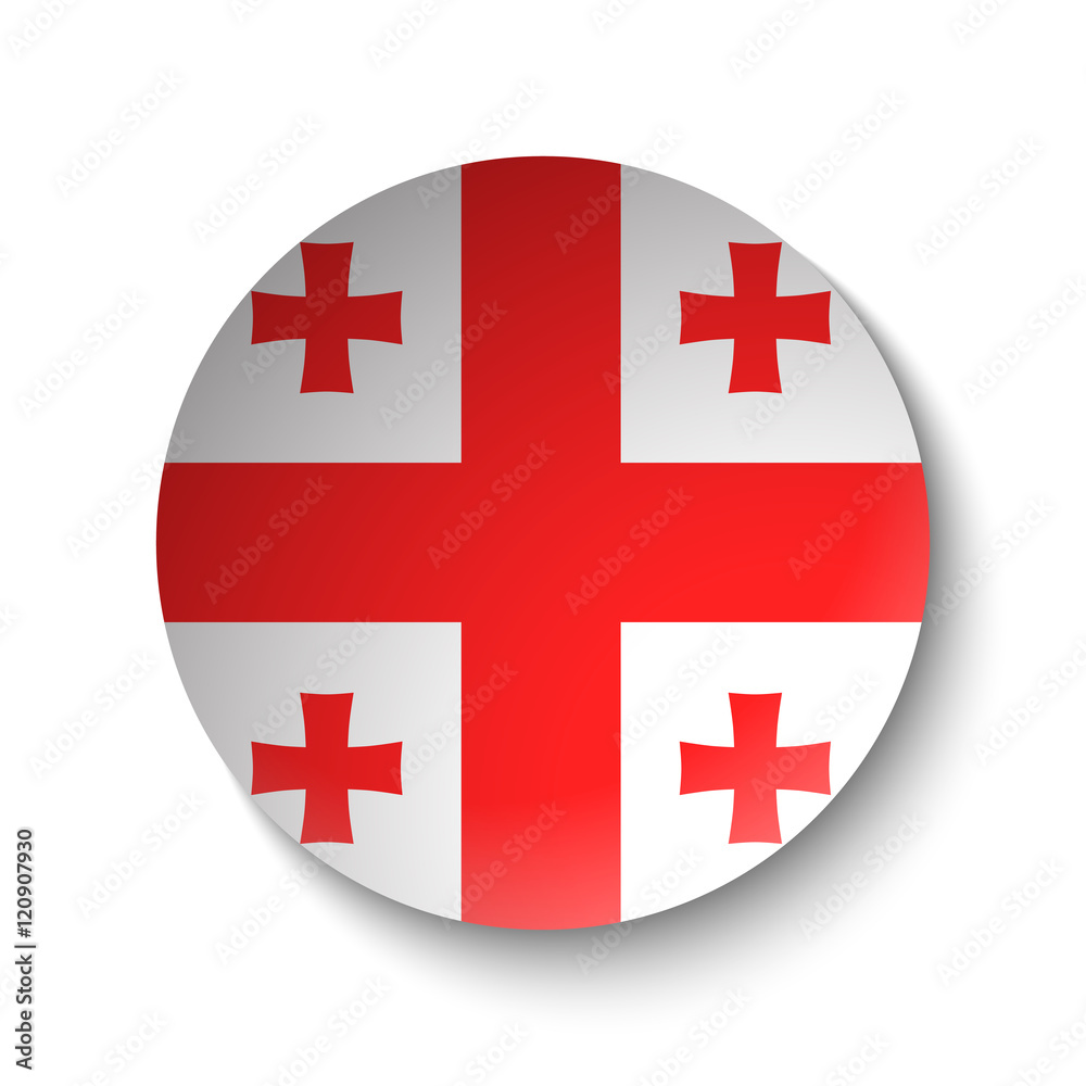 White paper circle with flag of Georgia. Abstract illustration