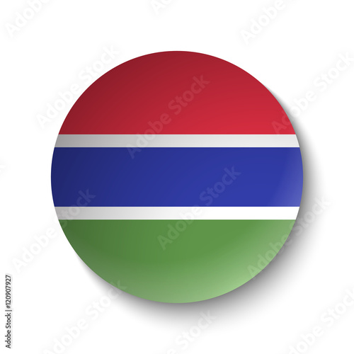 White paper circle with flag of Gambia. Abstract illustration