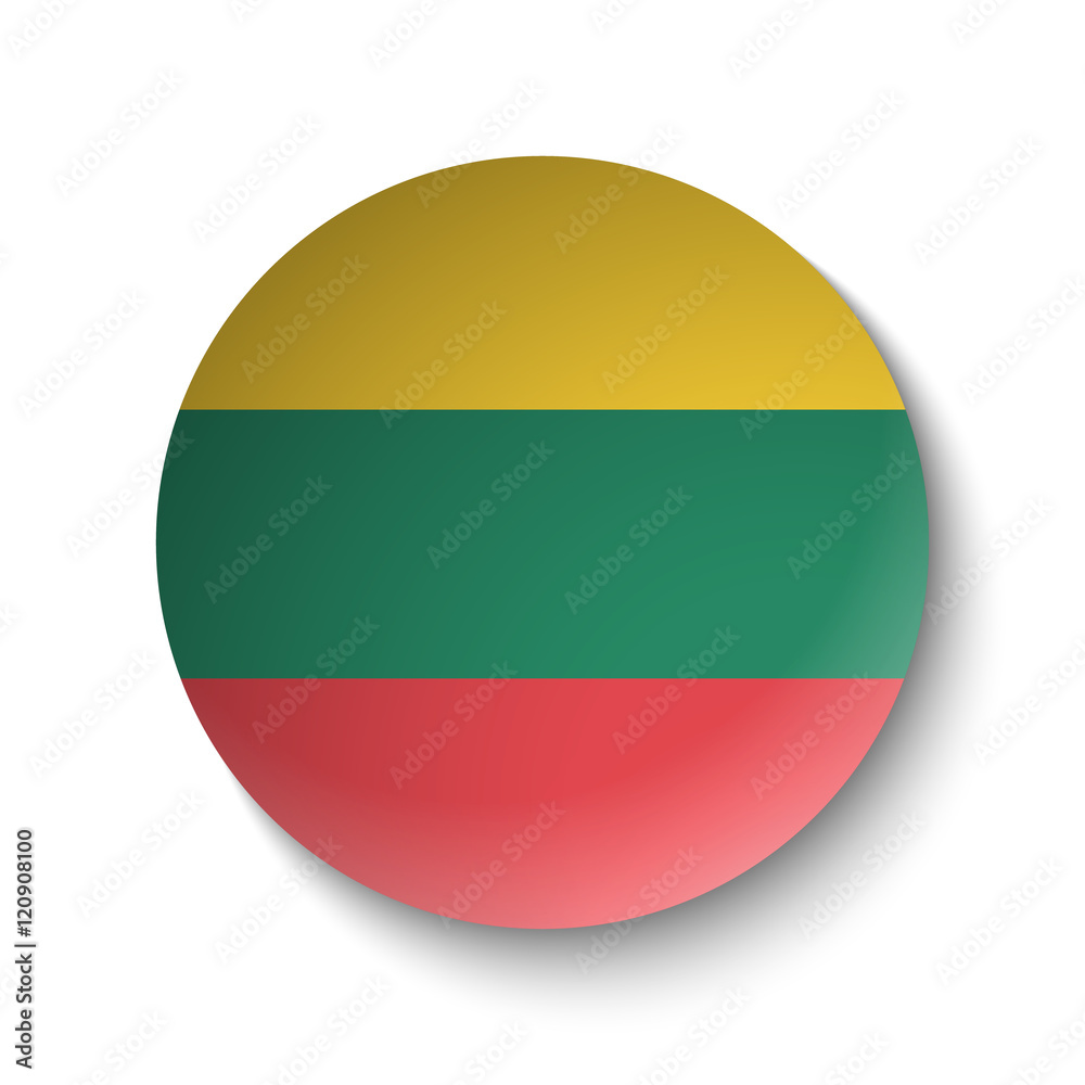 White paper circle with flag of Lithuania. Abstract illustration White paper circle with flag of Lithuania. Abstract illustration