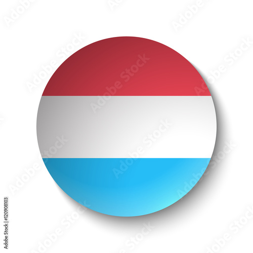 White paper circle with flag of Luxembourg. Abstract illustration