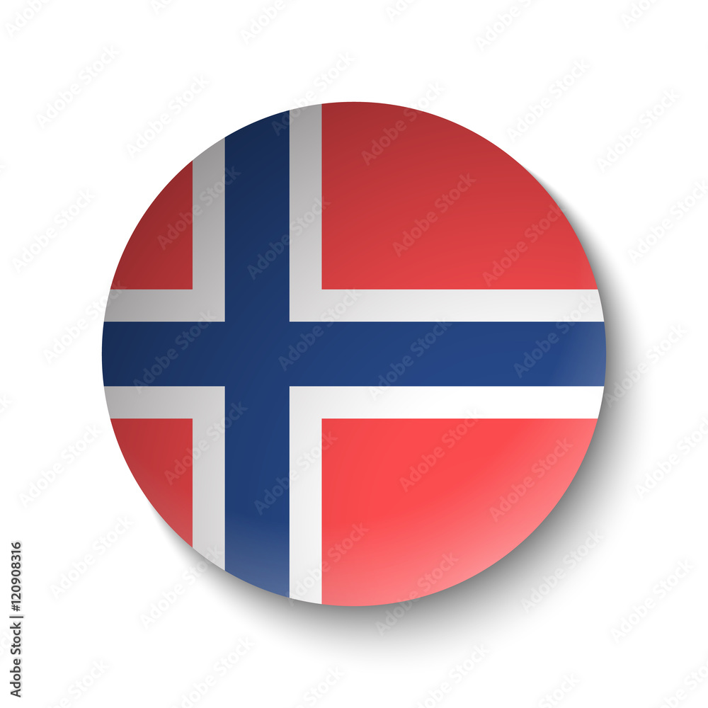 White paper circle with flag of Norway. Abstract illustration White paper circle with flag of Norway. Abstract illustration