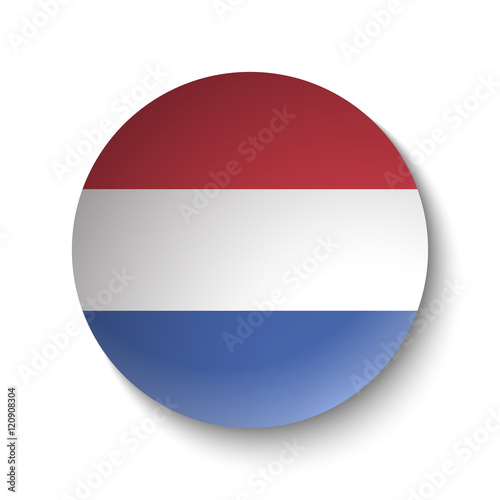 White paper circle with flag of Netherlands. Abstract illustration