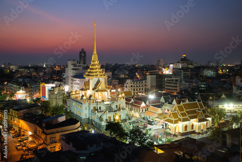 Wat Traimit at Yaowarat district in Bangkok  Thailand. 