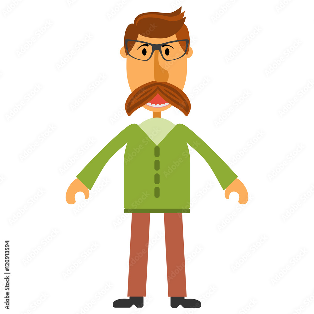 Hipster nerd with glasses and stylish mustache Hipster nerd with glasses and stylish mustache