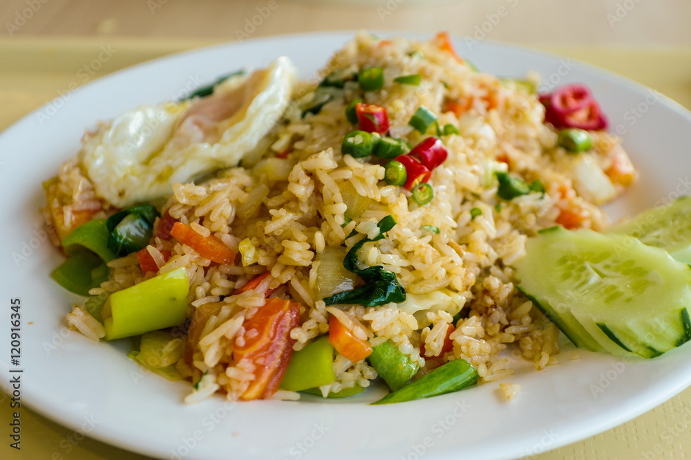 Fried Rice with Vegetables and fried eggs thai food Fried Rice with Vegetables and fried eggs thai food