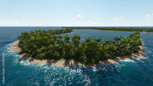 landscape of tropical island beach with perfect sky