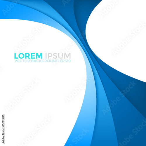 Blue vector background curve line paper overlap layer with blue line and space for text and message artwork background design