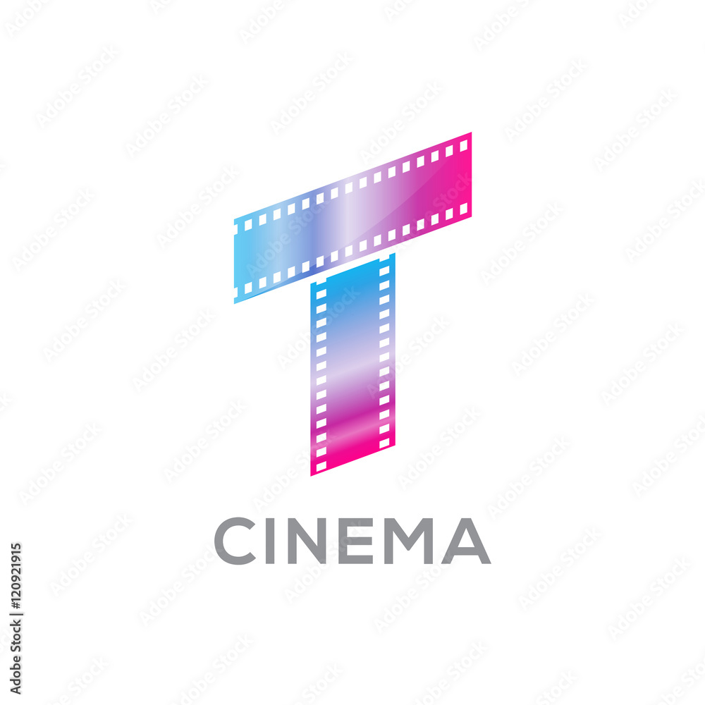 Abstract letter T logo for videotape film production