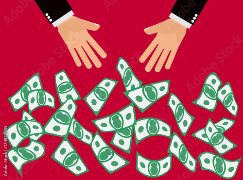 Cash Giveaway - Hands drop or throw cash or money in the air for people to catch