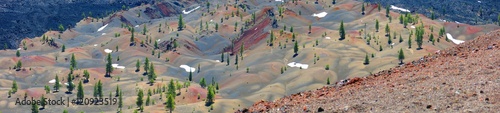 painted dunes, view from Cinder Cone Caldera, Lassen Volcanic National Park
