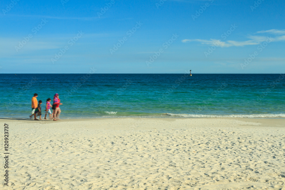 White sand beach and tourists