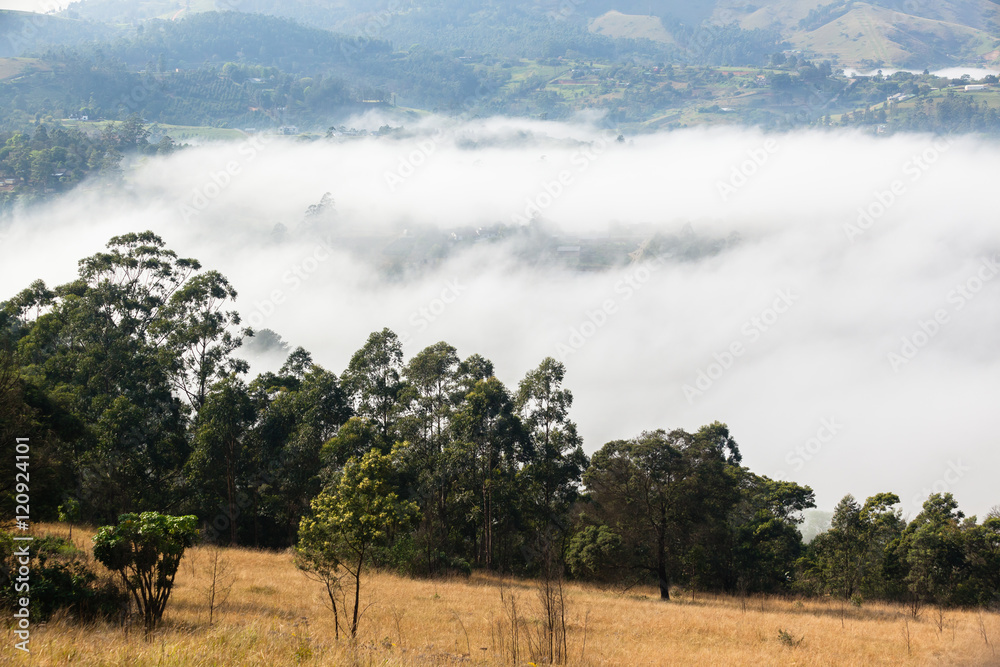 Misty Cloud Valley Hills farming countryside landscape