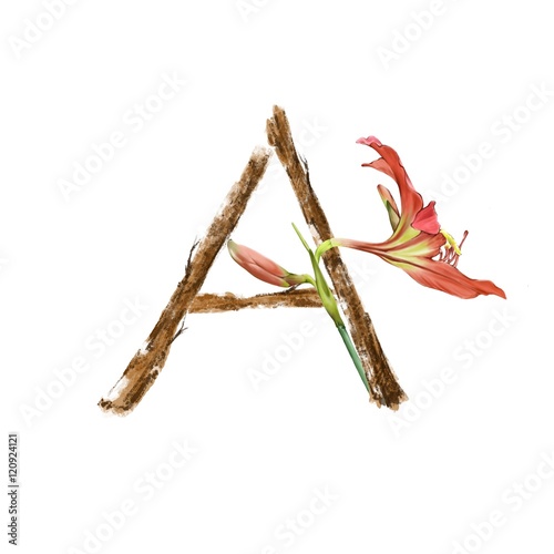 illustration of text with flower on white background