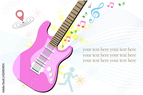 Illustration of a stationery with a violin and musical notes photo