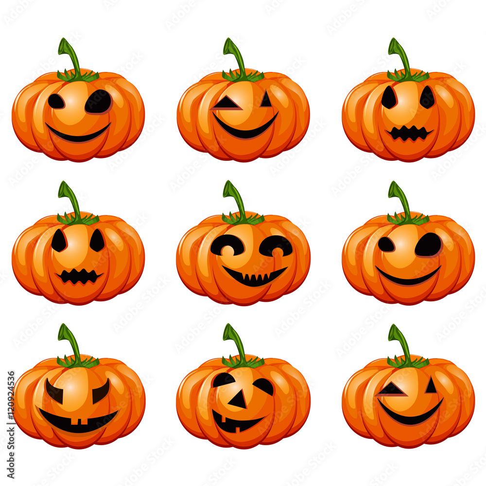 Set pumpkins for Halloween. Set pumpkins for Halloween.