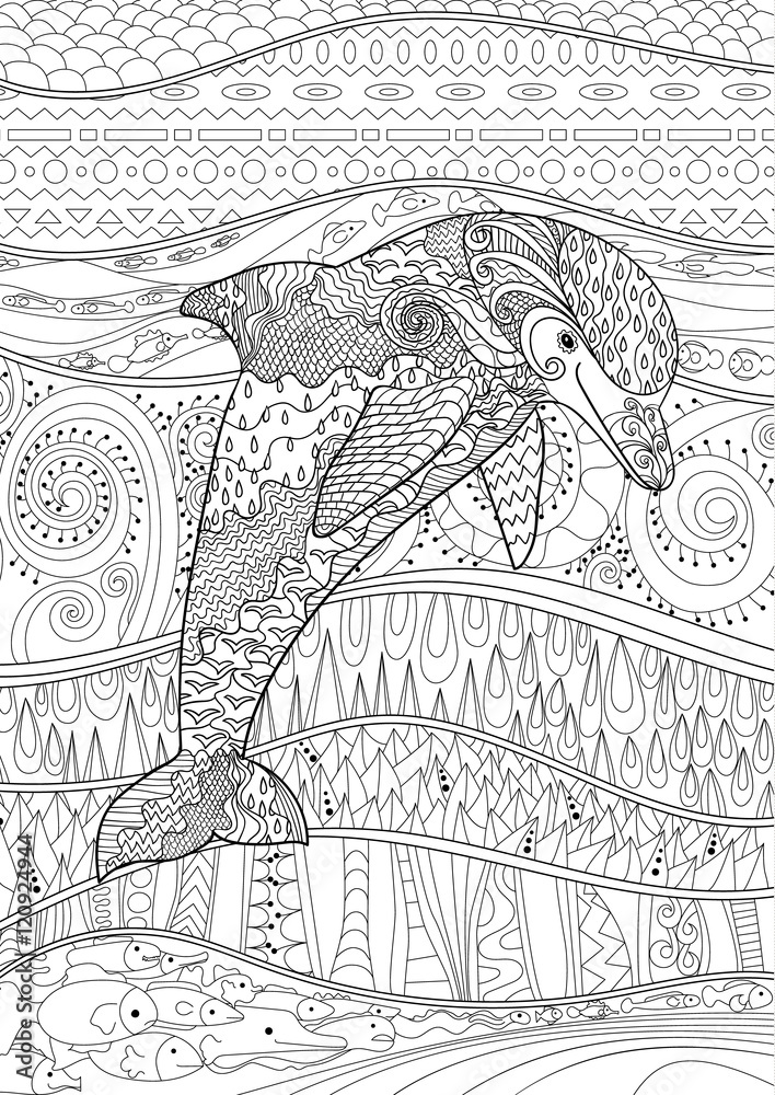 Fototapeta premium Happy dolphin with high details.