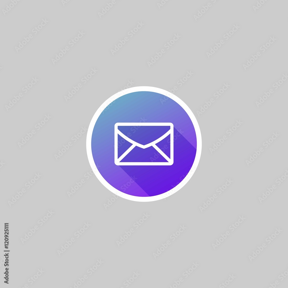 Modern Mail Icon with Long Shadow Modern Mail Icon with Long Shadow