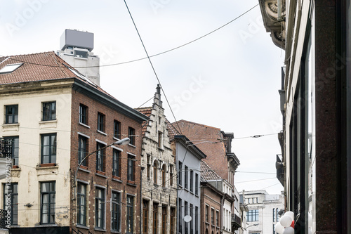 Beautiful street view of Old town in Antwerp, Belgium