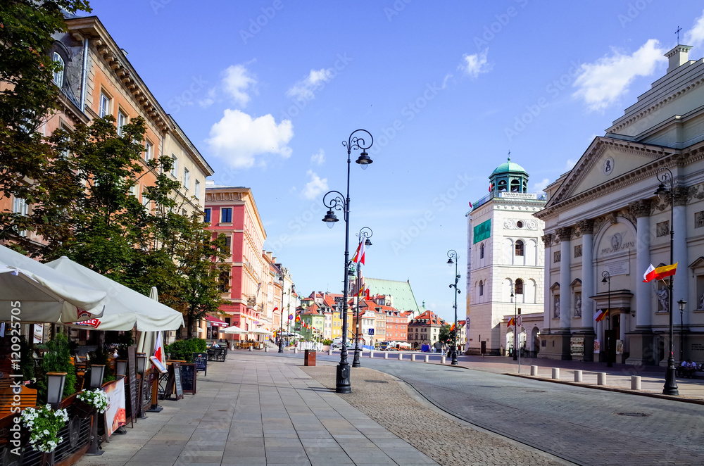 Warsaw, Poland - August 1 : Tourists on foot Street in Warsaw, P