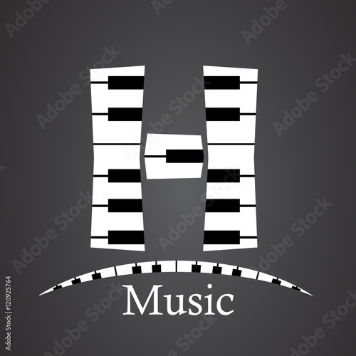 Abstract vector alphabet - H made from piano - alphabet set