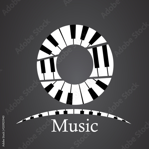 Abstract vector alphabet - O made from piano - alphabet set