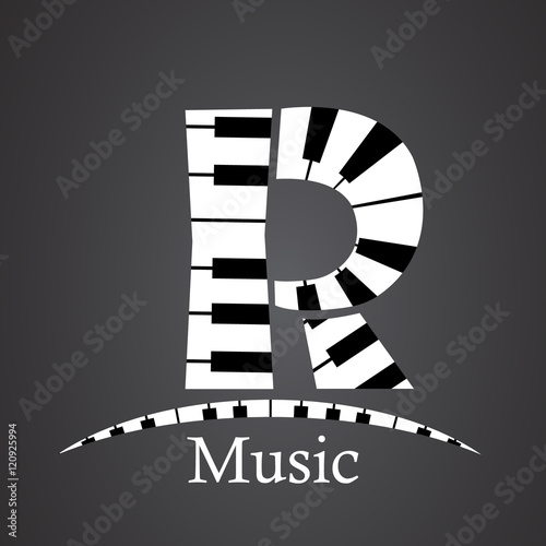 Abstract vector alphabet - R made from piano - alphabet set