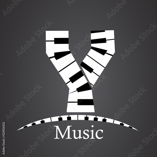Abstract vector alphabet - Y made from piano - alphabet set