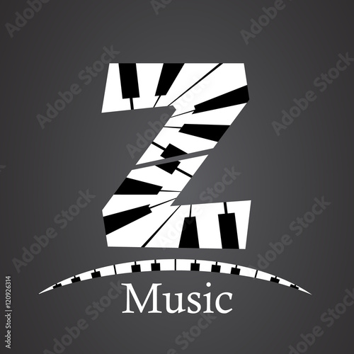 Abstract vector alphabet - Z made from piano - alphabet set