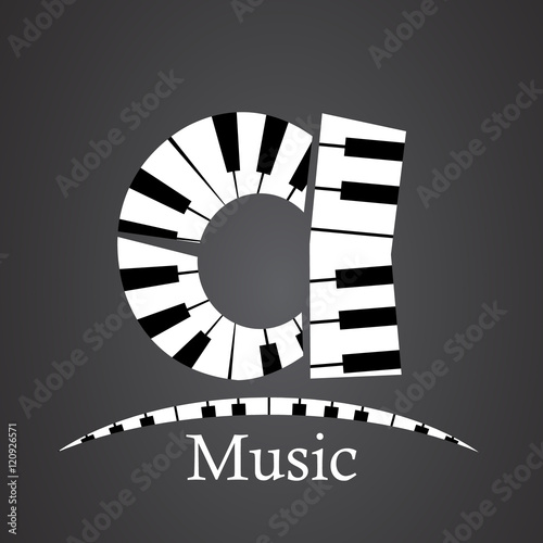 Abstract vector alphabet - a made from piano - alphabet set