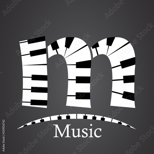 Abstract vector alphabet - m made from piano - alphabet set