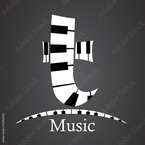 Abstract vector alphabet - t made from piano - alphabet set